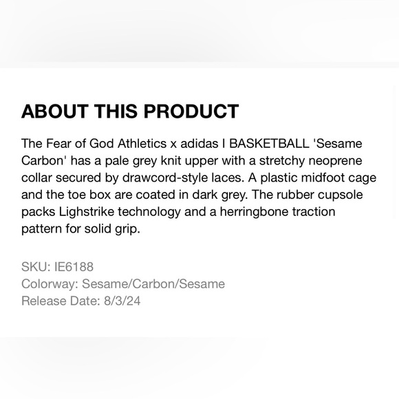 IE6188 Men’s 6.5/W7.5 adidas Fear of God Athletics I Basketball Shoes | NO BOX main image 13
